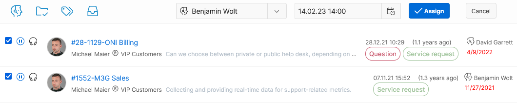 bulk action assign