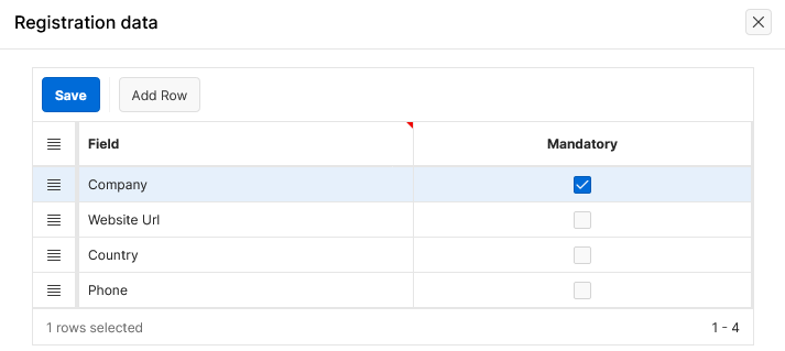 Self-registration fields