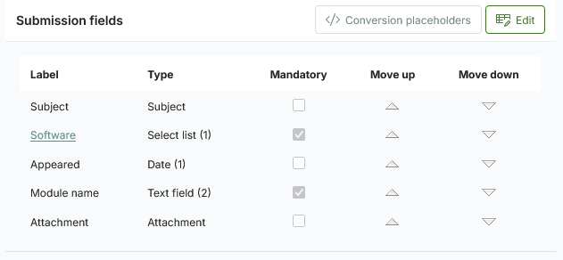 Submission form